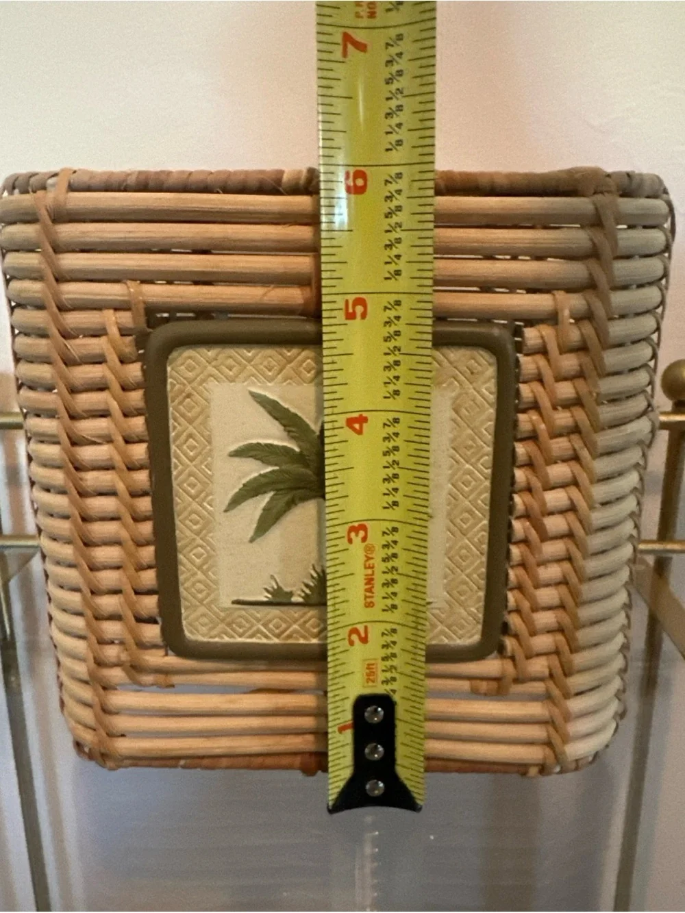Beth Yarbrough West Palm Tissue Box Cover Wicker Rattan Palm Tree Coastal Decor